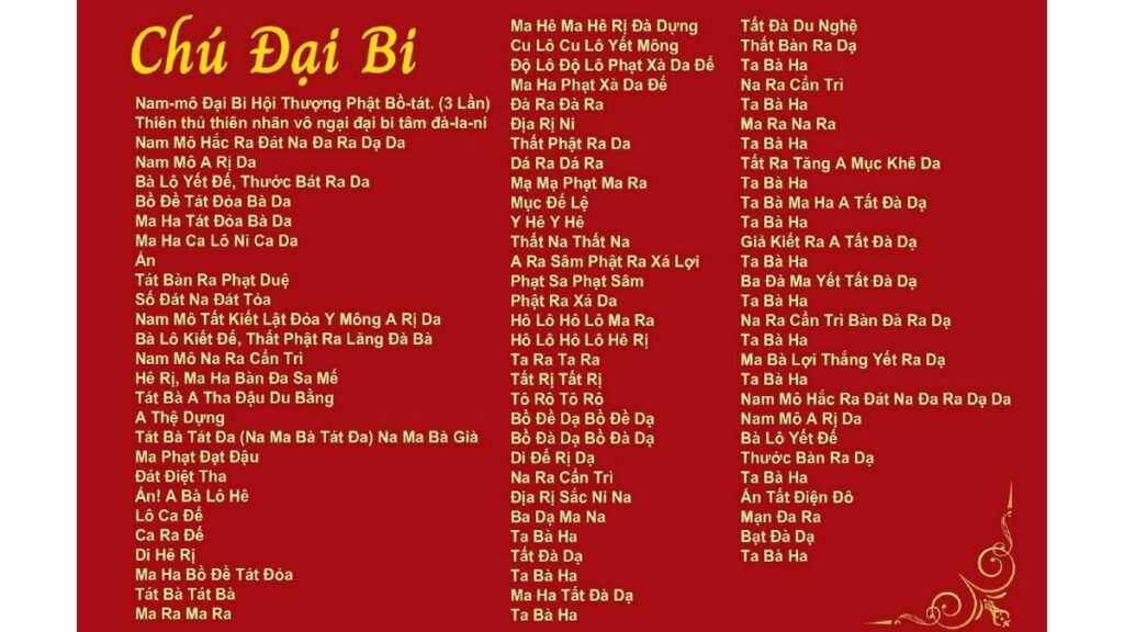 Bản Chú Đại Bi 84 câu chữ lớn dễ đọc
